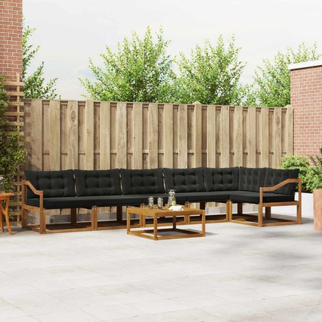 Outdoor-Sofagarnitur mit Kissen 7 pcs Natürlich und Schwarz
