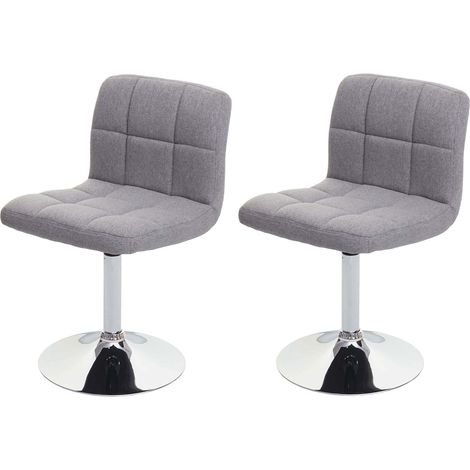 Lot de 2 chaises de salle à manger en tissu gris clair et métal chromé siège pivotant 040000425 (1/5)
