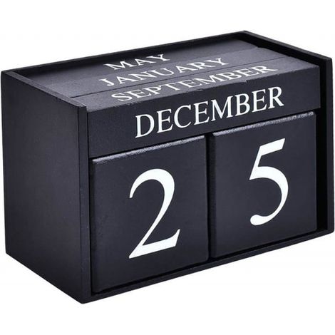 Calendrier de bureau en bois - Affichage perpétuel des mois et des dates - Décoration de bureau à domicile,v029 (1/5)