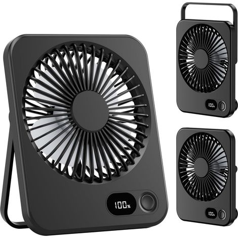 Ventilateur USB portable mini avec écran LED intégré, vitesses ajustables multiples, format compact léger rechargeable, parfait pour bureau chambre maison et utilisation nomade, noir (1/5)