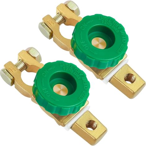 Lot de 2 Interrupteurs de Batterie 12V - Interrupteur Principal 400A en Alliage de Zinc Plaqué Cuivre avec Tampon Anti-Corrosion, Idéal pour Voiture, Camion et Bateau (1/5)