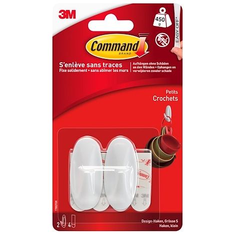 3M Crochet de petit designer Command (L x l x H) 54 x 25 x 22 mm blanc Contenu: 2 pc(s) W288202