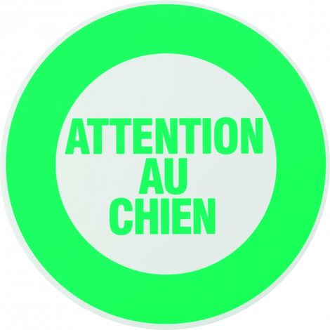 Targa segnaletica adesiva Ø 180 mm, "Attention au chien" (Attenzione al cane) – THIRARD