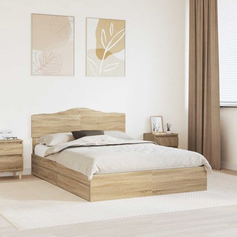 Aufbewahrungsbett Sonoma-Eiche 140 x 190 cm Holzwerkstoff