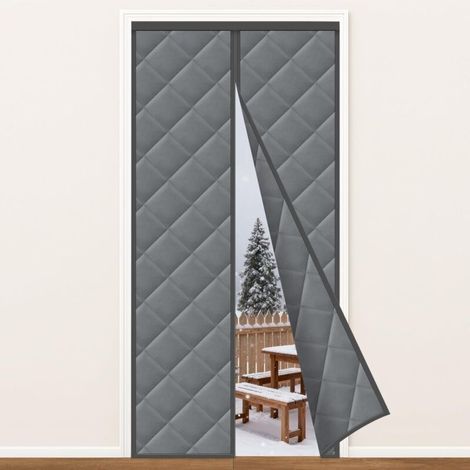 Rideau Porte Magnétique, Isolation Thermique, 120x220cm, Protection Contre le Froid,Sans Perçage, Rideau Isolant Aimanté pour Porte, Gris Foncé