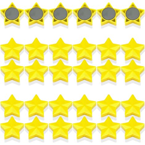 Aimant Frigo, 30PCS Aimant Puissant Aimants Tableau Magnétique Magnet Frigo Magnet Petit Aimant Tableau Blanc Mini Aimant Magnets Decoratif, pour Tableau Magnetique, Calendrier (Étoile, Jaune) (1/5)