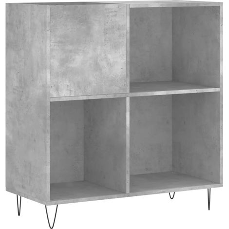 Mobile porta dischi classico e spazioso 84 x 38 x 89 cm realizzato in legno composito grigio cemento 020049171