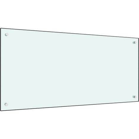 Dosseret de cuisine Fond de hotte Crédence de cuisine Blanc 100x50 cm Verre trempé NSME5149 (1/5)