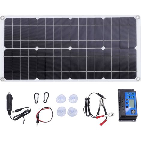 Ortviai Panneau Solaire 25 W Monocristallin avec Régulateur 60 A pour Voiture, Camping-car, Bateau, Moto (1/5)