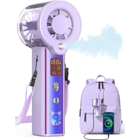 Ventilatore nebulizzatore ricaricabile da 30.000 giri/min con display LED e nebulizzazione regolabile – Compatto e silenzioso per l'ufficio o gli interni (1/4)