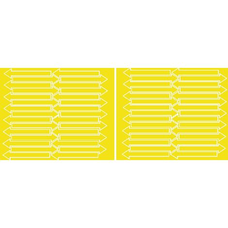 Adesivi a forma di freccia 10x2 cm, 60 pezzi, colore giallo opaco.