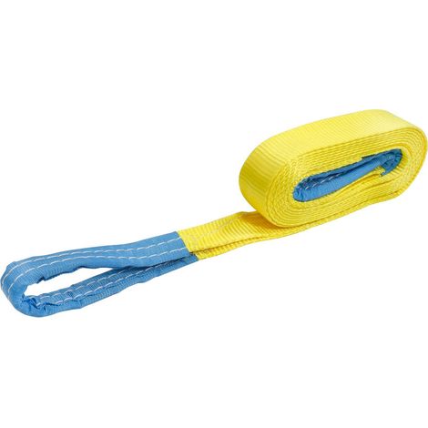 Sangle de traction 6 tonnes - 5m x 50mm - sangle de remorquage -  légère - extensible - sangle de traction 4x4 -  2 boucles (1/3)