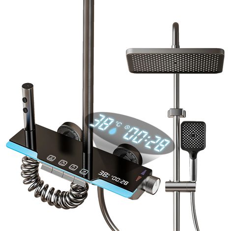 Système de douche thermostatique, affichage LED, pommeau de douche pluie, Lumière Ambiante Numérique (1/2)
