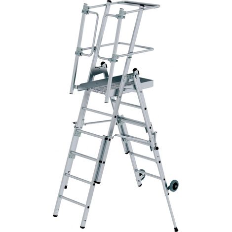MUNK Plattformleiter FlexxStep 4 Sprossen mit Teleskopaufsatz plus 2 Sprossen (1/5)