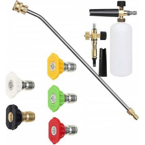 Buse - Lance Coudée - Canon À Mousse Pour Nettoyeur Haute Pression - 5 Buses 0° À 60° - Lance 34 Cm - Mousseur 1 L - 250 Bar (1/5)