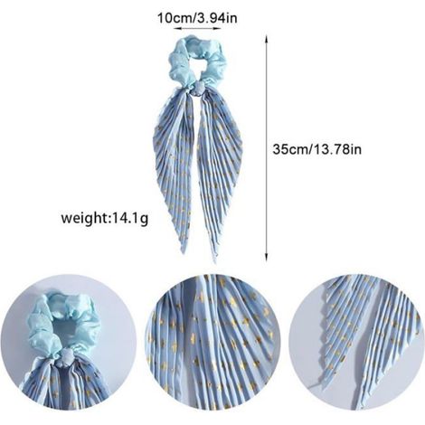 Lot de 4 Packs Scrunchies Tissu Floral Boho Élastiques avec Nœud Cadeau Élégant pour Femme Fille Cheveux Longs (1/5)