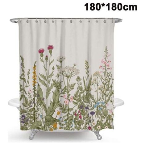 Pair Rideaux de douche Rideau de douche Anti-Moisissure, Anti-Bactérien, Lavable Rideau de Bain Polyester Tissu avec 12 Duschvorhangringen (1/5)