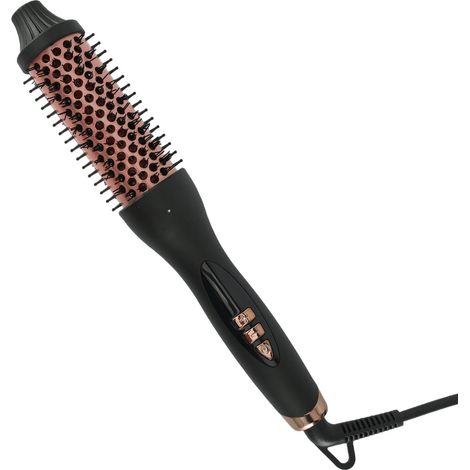 (Noir, norme européenne) Peigne lissant et volumisant avec écran LCD infrarouge, fer à friser électrique et peigne lisseur. (1/4)