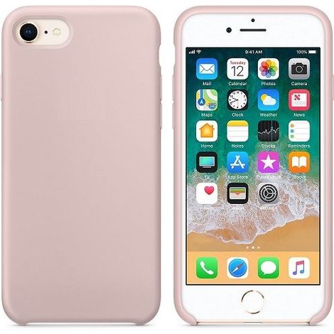 Funda silicona iphone 7/8 textura suave  Rosa claro (1/3)