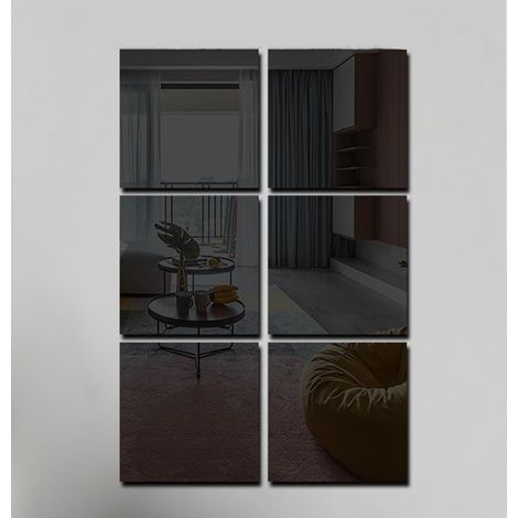 Miroir mural flexible, cadre complet, autocollant, idéal pour le bricolage, la maison, les murs, les portes et les chambres (noir, 30 x 30 cm) (1/5)