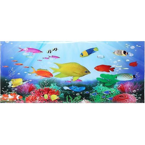 Décor mural panoramique adhésif PVC pour aquarium, paysage sous-marin, stickers décoratifs résistants à l'eau, accessoires pour réservoir à poissons (1/5)