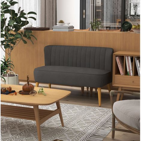 2-Sitzer-Sofa 117x56.5x77 cm dunkelgrau Polyester mit Federkernpolsterung (1/4)