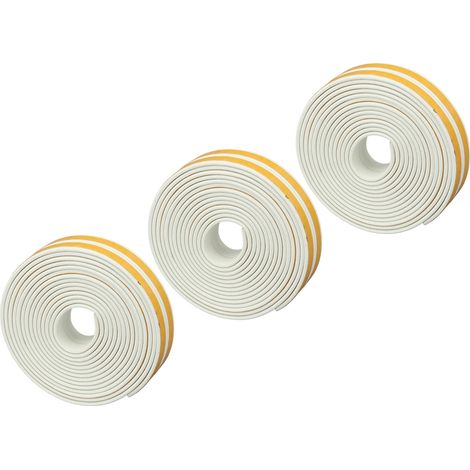 Rouleau de 6 bandes d'étanchéité en mousse pour portes, ruban isolant auto-adhésif blanc