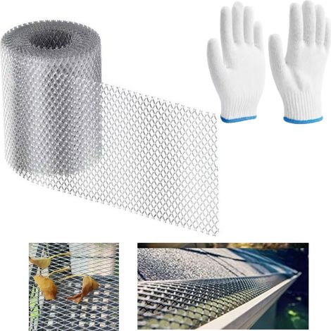 15CMX600CM Protection de gouttière en maille d'aluminium robuste pour gouttières - Pour découpe de feuilles - 15 x 600 cm (1/5)