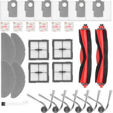 30 Stück Zubehör für Roborock Q10 S5+/Q10 S5/Q10 X5+/Q10 X5 Saugroboter, 2 Hauptbürsten, 4 Filter, 4 Wischpads, 6 Seitenbürsten, 6 Flach-Duftsteine, 1 Reinigungsbürste & 1 Schraubendreher (1/4)