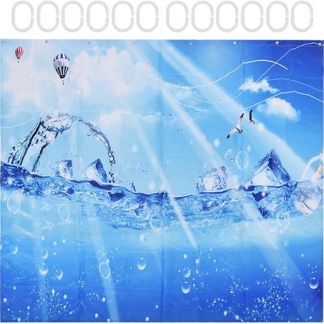 Rideau de douche en fibre de polyester imperméable, imprimé coloré, avec 12 crochets pour salle de bain, 180 x 200 cm (1/5)