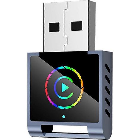 Adaptateur CarPlay sans fil 2-en-1 pour voiture Android avec boîtier intelligent RGB IA, Bluetooth et Wi-Fi, dongle USB - Plug and Play, connexion filaire vers sans fil (1/5)