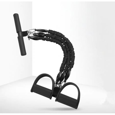 Bande de résistance avec pédales / Cordon élastique — Extenseur de poitrine antidérapant (Convient pour le soutien lors des redressements assis) — Couleur : Noir (40–60 lbs) (1/5)