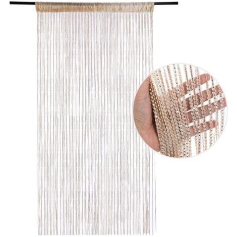 BUNTHAUS Rideau - Rideau de placard - Rideau de perles - Pompon - Rideau codé en perles de cristal - Cordon de porte - Porte - Intérieur - Suspendu - Décoration - 1x2m / 39x79 - Champagne