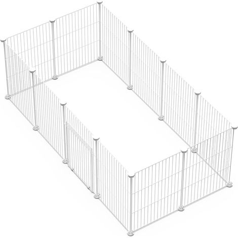 Bricolage avec Porte Petit Animal Pet Fence, Cage de Lapin, Cage de Cochon d'Inde, Chiot, Chaton Fence, intérieur ou extérieur Portable Treillis métallique Fence(43 32 Blanc 12pcs) (1/5)