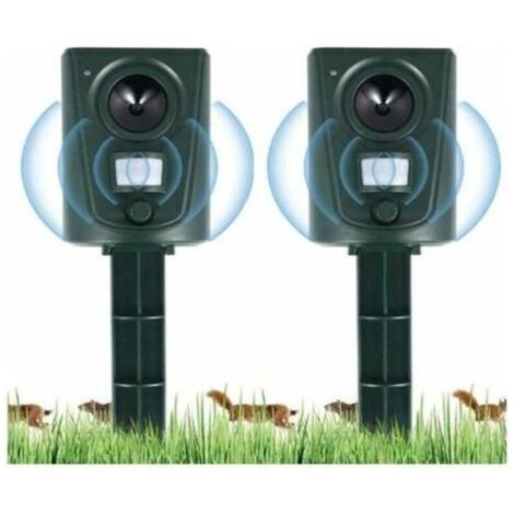 2023 2X Répulsif Chat Jardin à Ultrasons, Répulsif Chats avec Piquet au Sol Prévenir Les Chiens et Les Chats, Les Oiseaux, pour Jardins, Champs, Pépinières, Etanche (1/5)