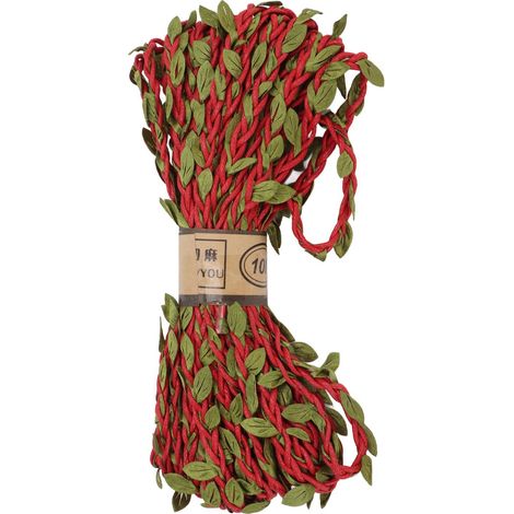 Rouleau 10m Corde Chanvre Feuille Verte Lavable Résistant Soleil DIY Vigne Jungle Multibrin Décorative Guirlande Rouge (1/5)