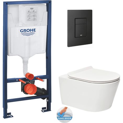 Grohe Conjunto  bastidor Rapid SL + Inodoro sin brida SAT + Asiento softclose Slim + pulsador negro mate (1/5)