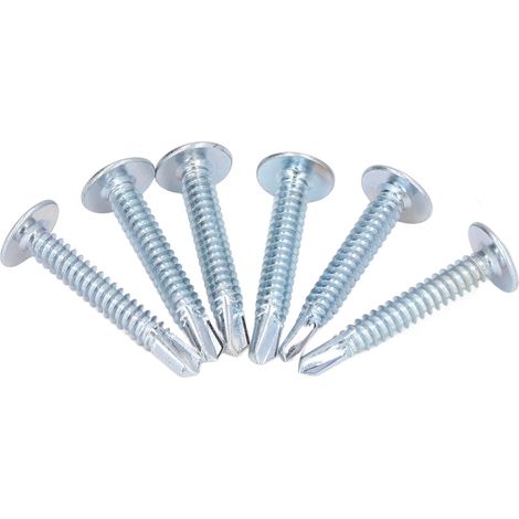 Vis à métaux autoforeuses tête ronde galvanisées, 250 pièces, acier carbone, M4,8x32 mm, visserie pour fixation rapide. (1/5)