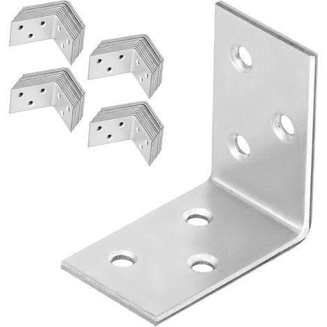 Conector angular para carpintería KOTARBAU® de acero inoxidable galvanizado de 40 x 40 x 25 mm, juego de 50 piezas.