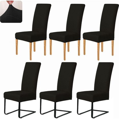 Esszimmerstuhlbezüge 6er Set, Stretch, abnehmbar, universell, schwarz (1/5)