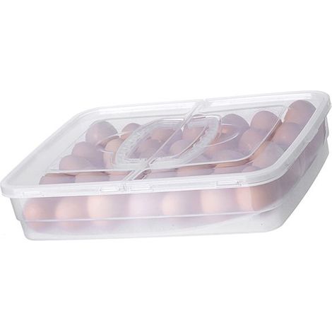 Boîte de rangement d'œufs portable, porte-œufs en plastique à 34 grilles avec poignée pour réfrigérateur de cuisine pique-nique de (1/3)