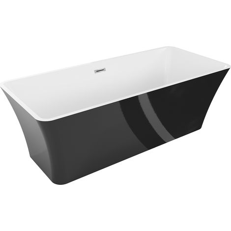 Mexen Tonia vasca da bagno indipendente 170 x 75 cm, bianca/nera, troppopieno cromato - 52171707575-01 (1/5)