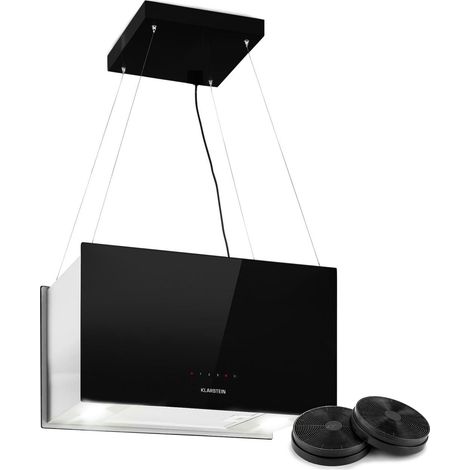 Klarstein – Hotte îlot aspirante 60cm 590 m³/h – Éclairage LED – Classe A – Filtres à graisse en aluminium – Installation rapide