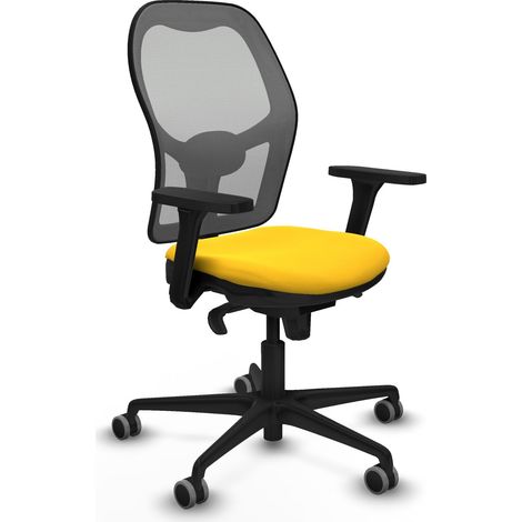 Jorquera sincro malla gris similpiel amarillo brazos 3D base nailon ruedas 65mm engomada (1/5)
