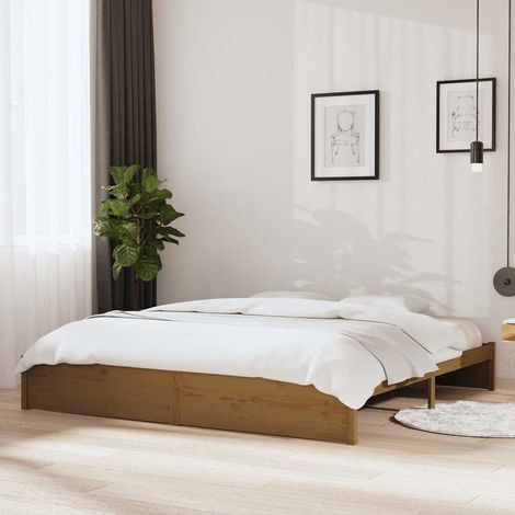 vidaXL Bed Frame without Mattress Honey Brown Solid Wood 200x200 cm (1/5)