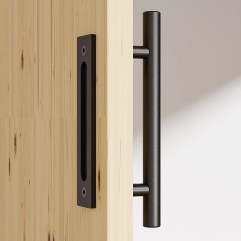 CCJH 30.48cm /12“ Noir Poignée de porte Pour la porte de grange coulissante - Black Sliding Barn Wood Door Handle Door Pull Flush Handle (1/5)