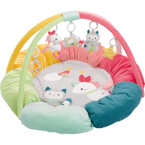Fehn Nido attività 3D arco di gioco Aiko e Yuki - Tappeto da gioco rotondo con 5 giocattoli rimovibili da afferrare - per neonati e bambini a partire da 0+ mesi - come regalo per la nascita (1/5)