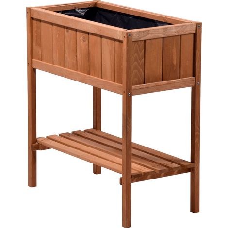 Jardinière en Hauteur en Bois avec Plan de Travail, kit pour châssis de Couche pour légume ou Herbes dans Le Jardin ou sur Le Balcon, Marron, 76x40x80 cm, 58250e (1/5)