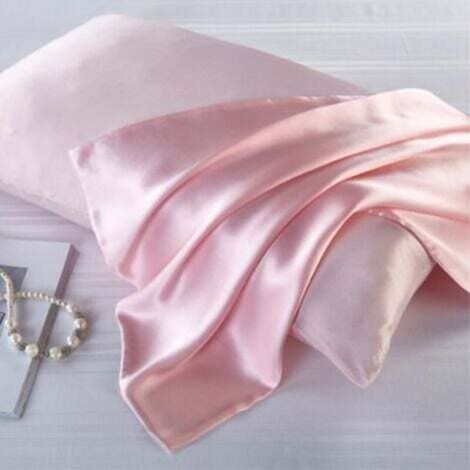 Taie d'oreiller en soie de mûrier naturelle – 50 x 75 cm, rose clair, lot de 1 (1/5)