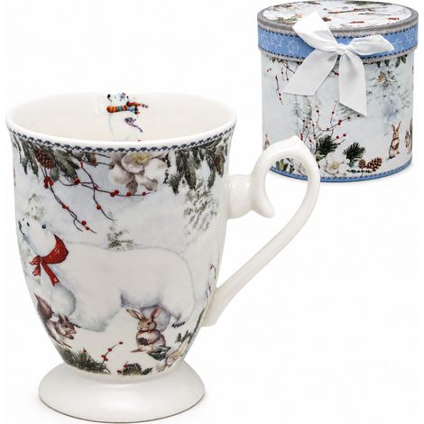 Taza de porcelana navideña con diseño de oso polar de 330 ml en caja. (1/5)